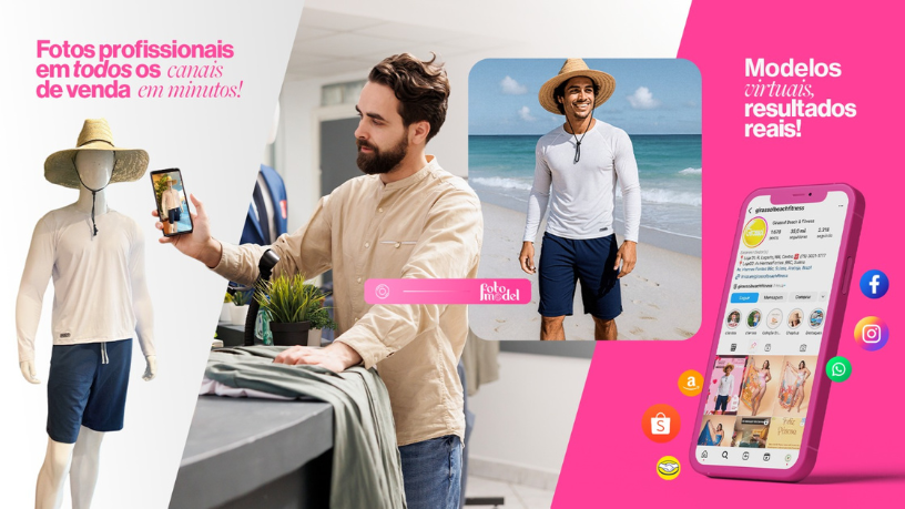 Aumente vendas com imagens criadas por IA, uma solução prática do FotoModel para e-commerces.